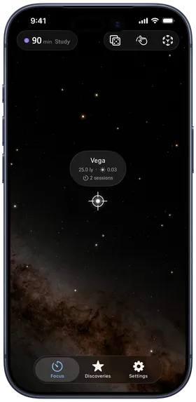 Aiming the crosshair at the star Vega on the interactive star map